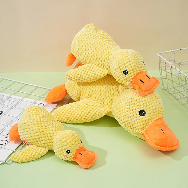 Cartoon Yellow Duck Dog Toy S/M/L Plush Companion Sleeping Ducks Bite Resistant Teeth Grinding Sound Relief Duck Sound Pet Toys