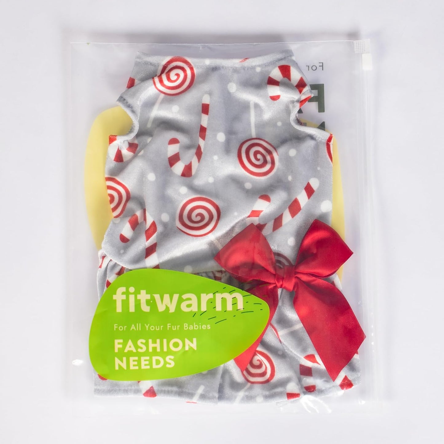 Christmas Candy Canes Dog Dress for Small Dogs Pet Apparel, Silver, Red, White, Medium