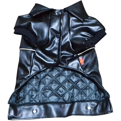 Dog Leather Jacket - Cute Leather Dog Jackets Motorcycle Clothes with Buttons Pet Waterproof Winter Coat for Small Medium Dogs