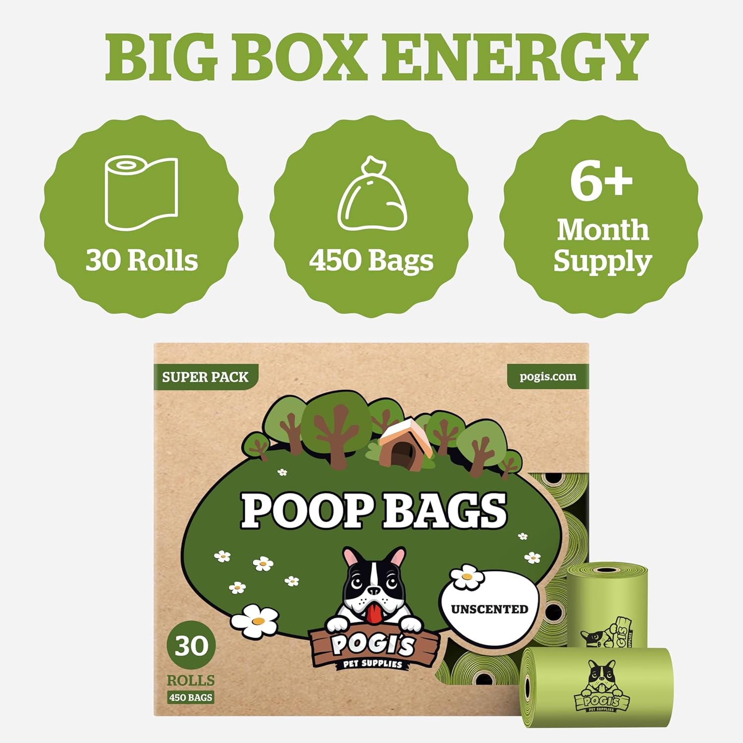 Pogi’S Dog Poop Bags(Unscented, 30 Rolls, 450-Count)