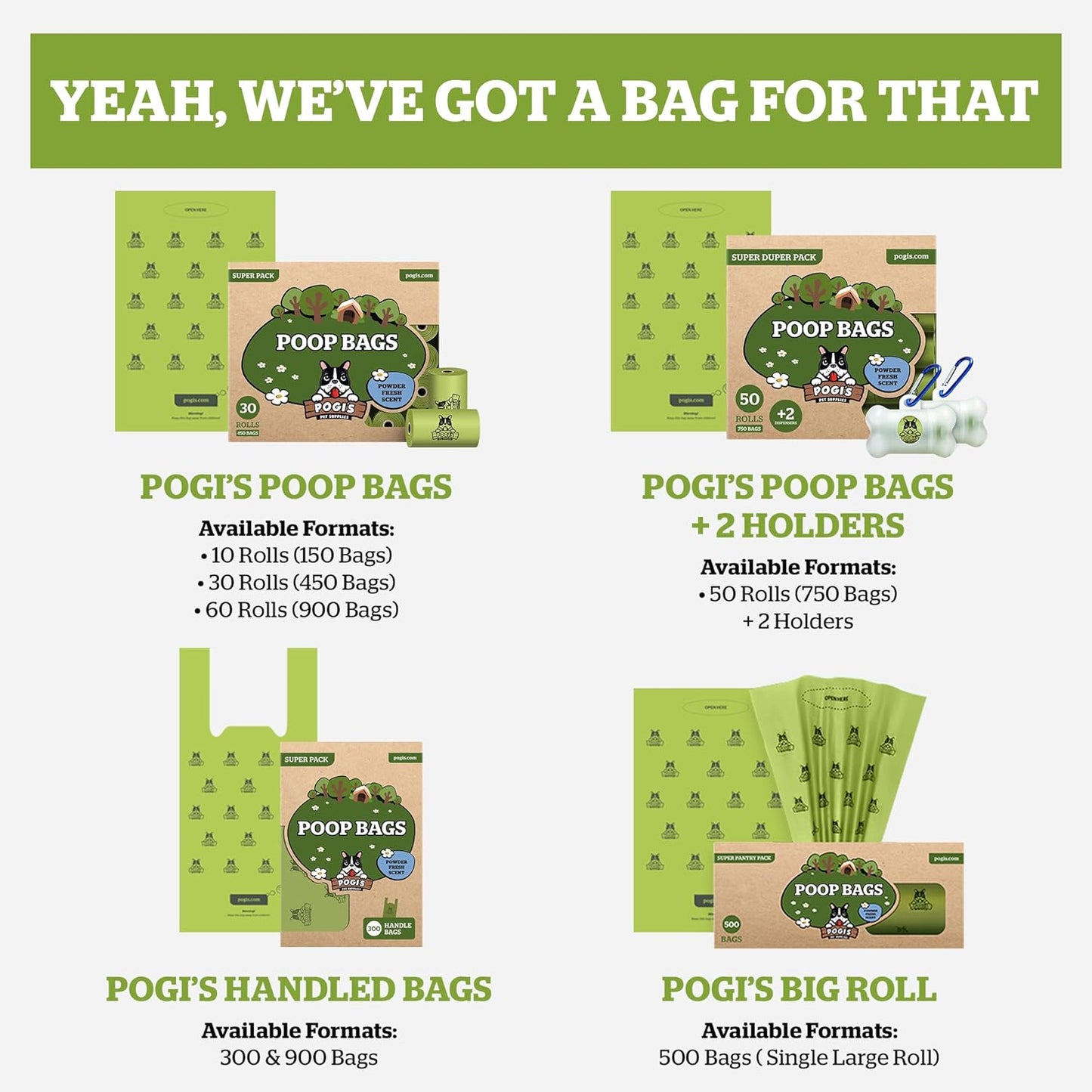 Pogi’S Dog Poop Bags(Unscented, 30 Rolls, 450-Count)