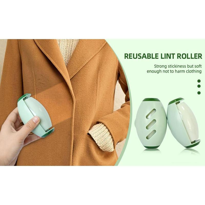 Kearning 2-Pack Mini Reusable Lint Roller - Washable Pet Hair Remover for Travel & Car