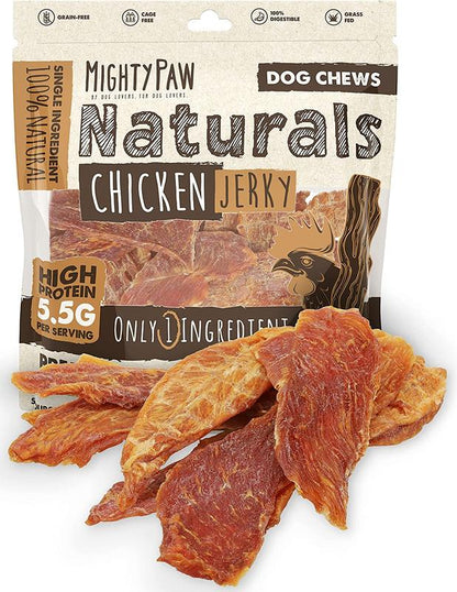 Mighty Paw All-Natural Chicken Jerky Dog Treats – Grain-Free High-Protein Snack for Pups