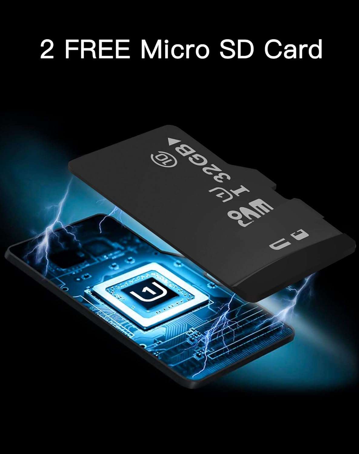 Security Cameras for Home + 2X 32GB SD Cards, PT Home Security Camera System with Motion Detection, Two-Way Audio, Night Vision, Indoor Wifi Camera for Baby/Pet, Alexa, USA Cloud Service